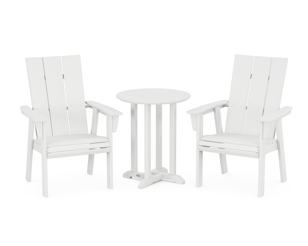 POLYWOOD® Modern Curveback Adirondack 3-Piece Round Bistro Dining Set