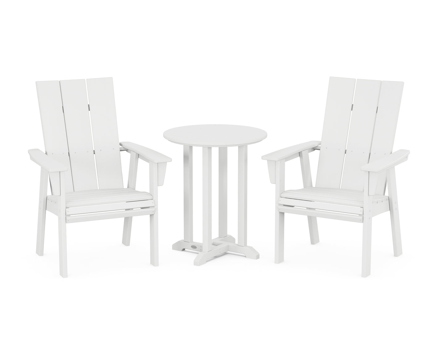 Modern Curveback Adirondack 3-Piece Round Bistro Dining Set