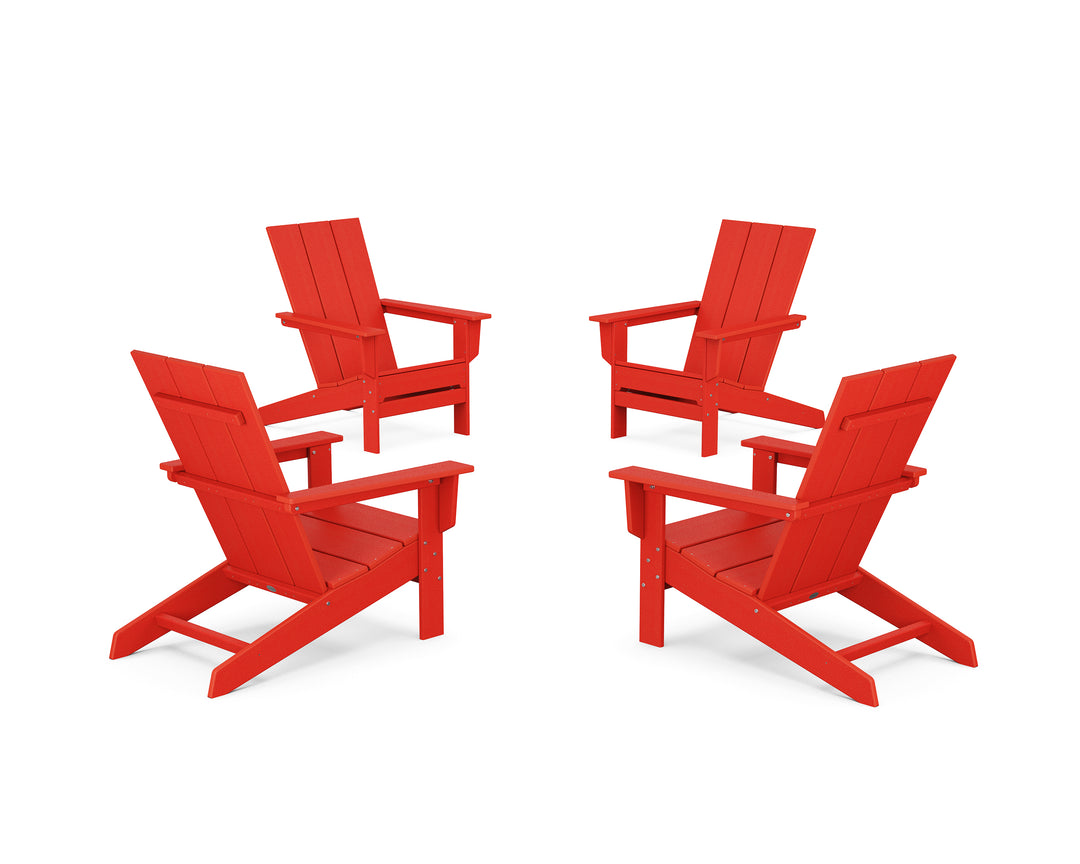 POLYWOOD® 4-Piece Modern Studio Adirondack Chair Conversation Set
