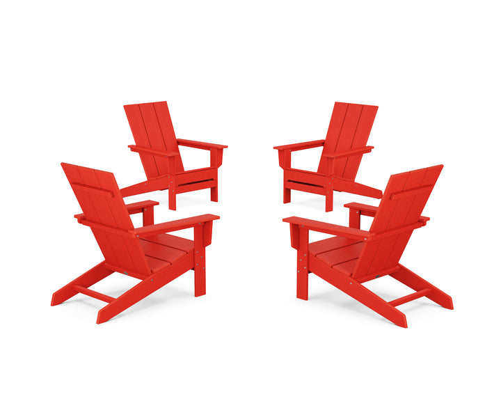 POLYWOOD® 4-Piece Modern Studio Adirondack Chair Conversation Set