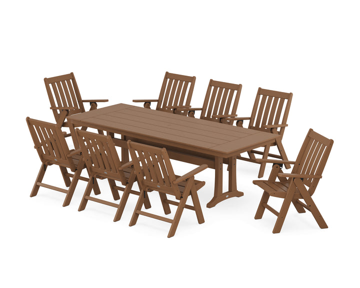 POLYWOOD® Vineyard Folding 9-Piece Farmhouse Dining Set with Trestle Legs