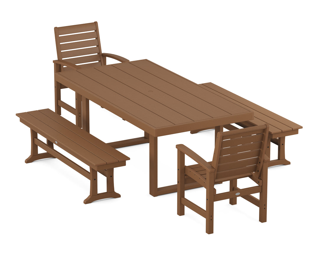 POLYWOOD® Signature 5-Piece Dining Set with Benches