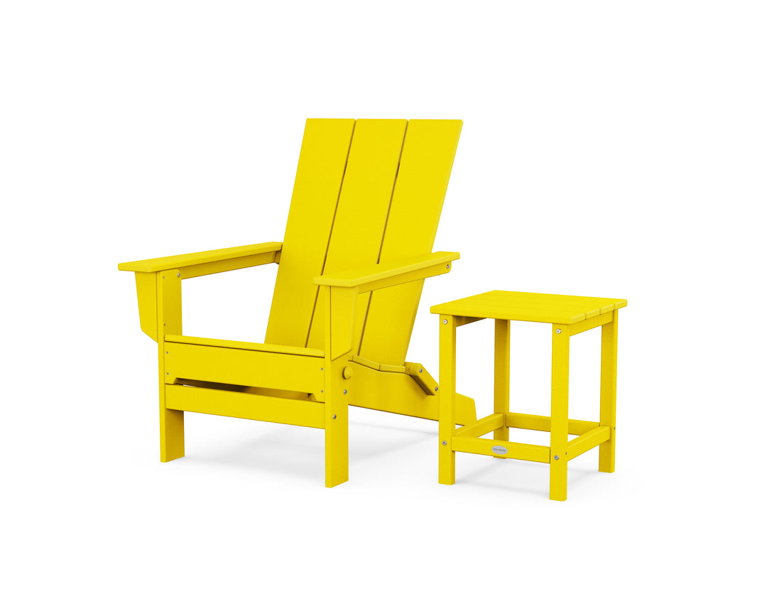 POLYWOOD® Modern Studio Folding Adirondack Chair with Side Table