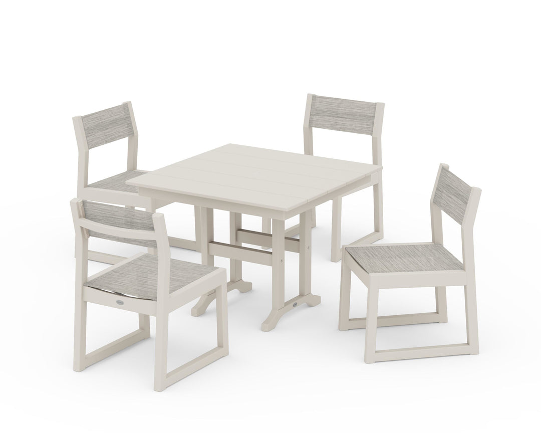 POLYWOOD® EDGE Sling Side Chair 5-Piece Farmhouse Dining Set