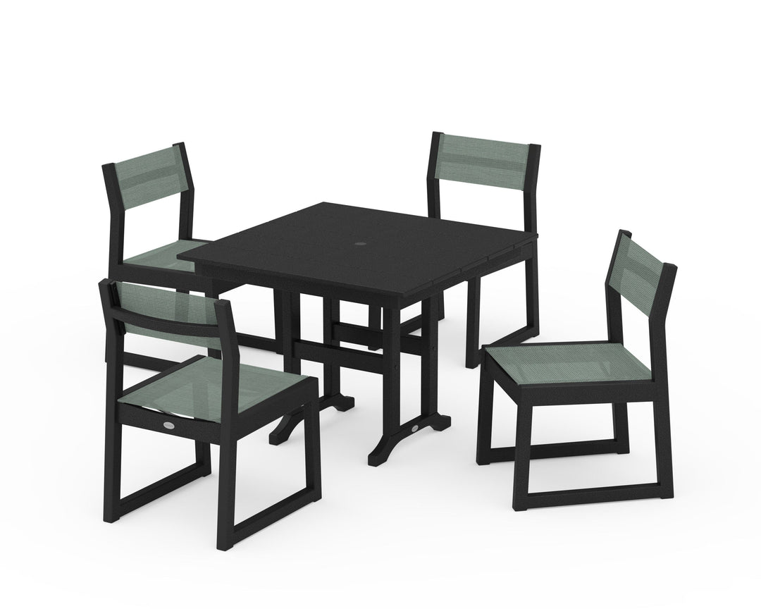 POLYWOOD® EDGE Sling Side Chair 5-Piece Farmhouse Dining Set