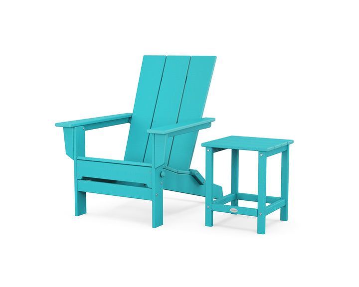POLYWOOD® Modern Studio Folding Adirondack Chair with Side Table
