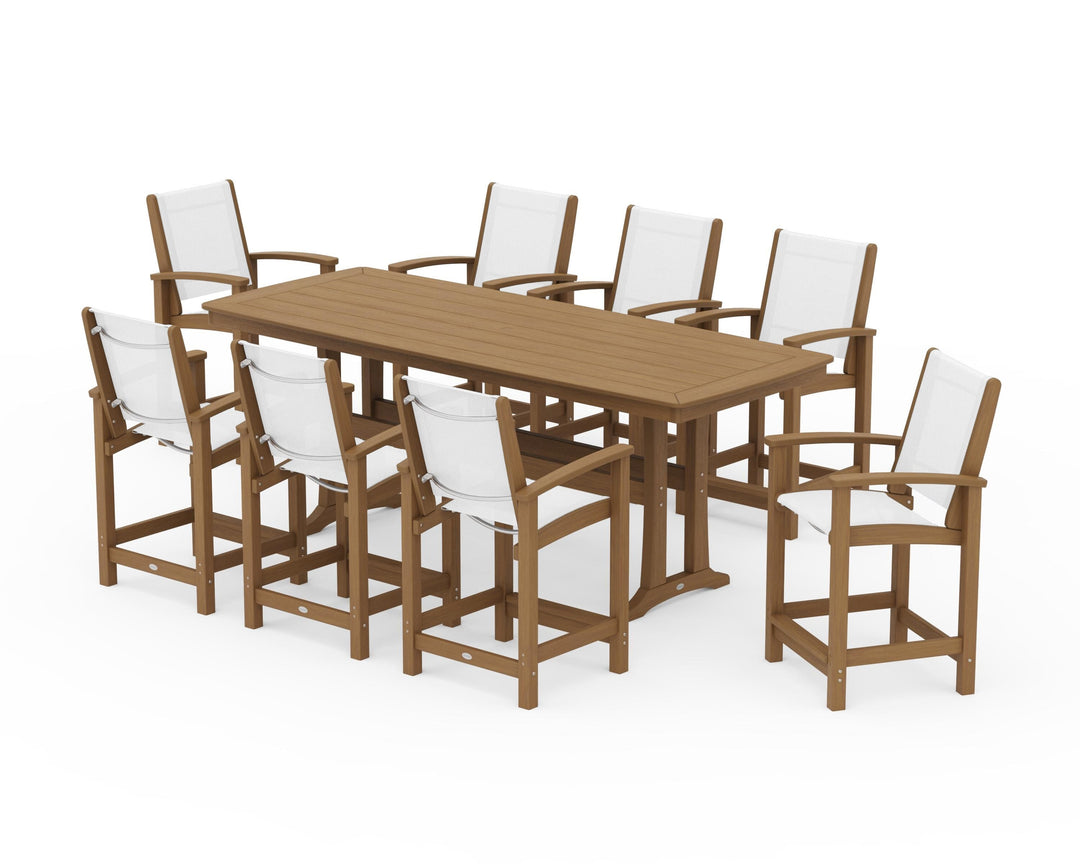 POLYWOOD® Coastal 9-Piece Counter Set with Trestle Legs