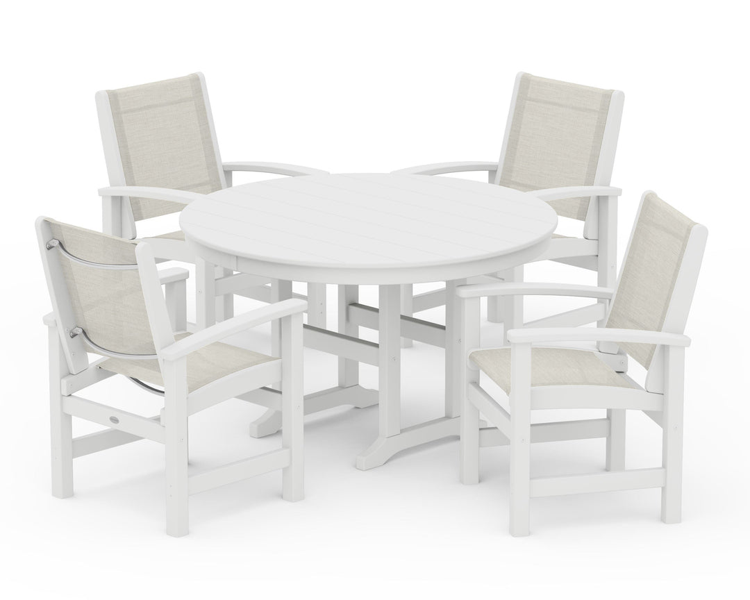 POLYWOOD® Coastal 5-Piece Round Farmhouse Dining Set