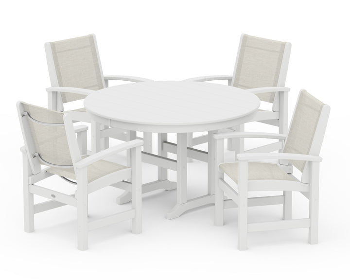 POLYWOOD® Coastal 5-Piece Round Farmhouse Dining Set
