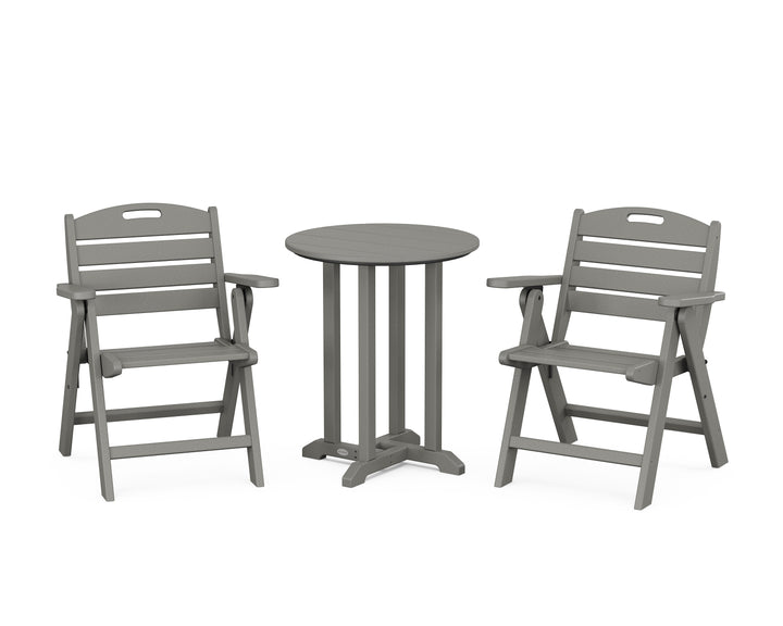 POLYWOOD® Nautical Folding Lowback Chair 3-Piece Round Bistro Dining Set