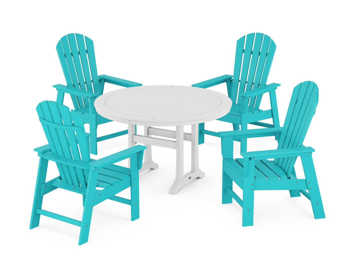 South Beach 5-Piece Round Dining Set with Trestle Legs