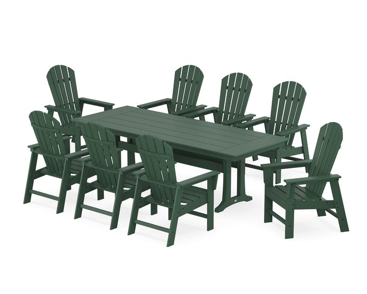 POLYWOOD® South Beach 9-Piece Farmhouse Dining Set with Trestle Legs