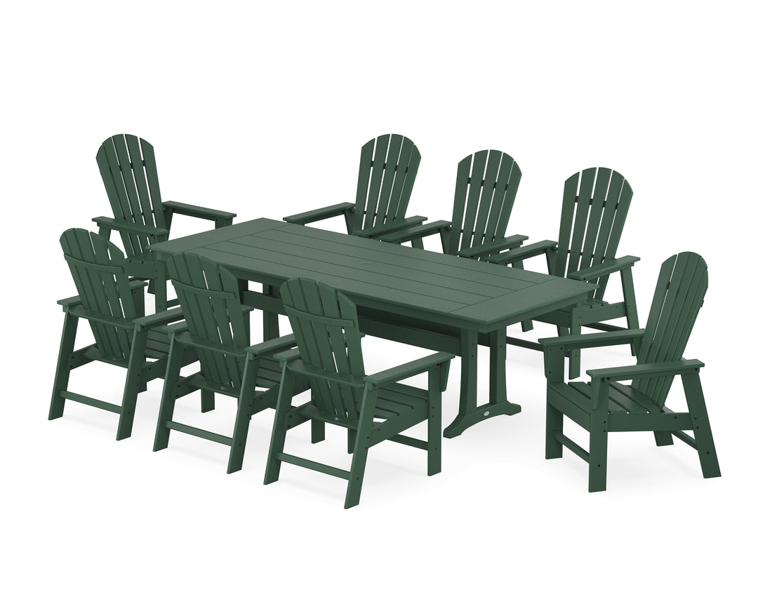 POLYWOOD® South Beach 9-Piece Farmhouse Dining Set with Trestle Legs