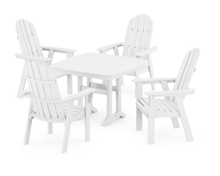 POLYWOOD® Vineyard Adirondack 5-Piece Dining Set with Trestle Legs