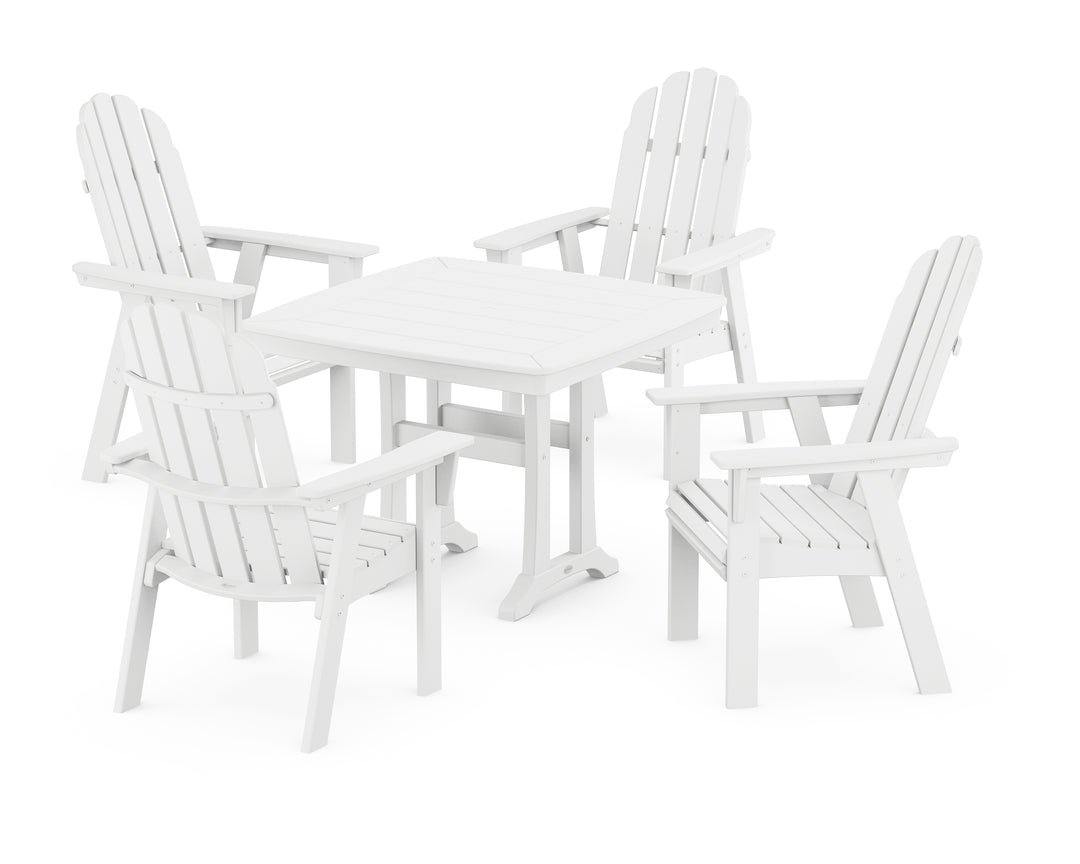 POLYWOOD® Vineyard Adirondack 5-Piece Dining Set with Trestle Legs