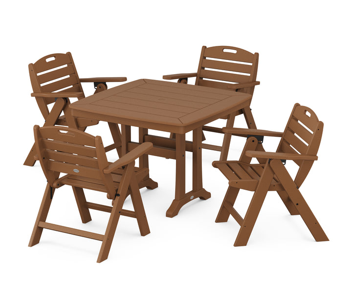 POLYWOOD® Nautical Folding Lowback Chair 5-Piece Dining Set with Trestle Legs