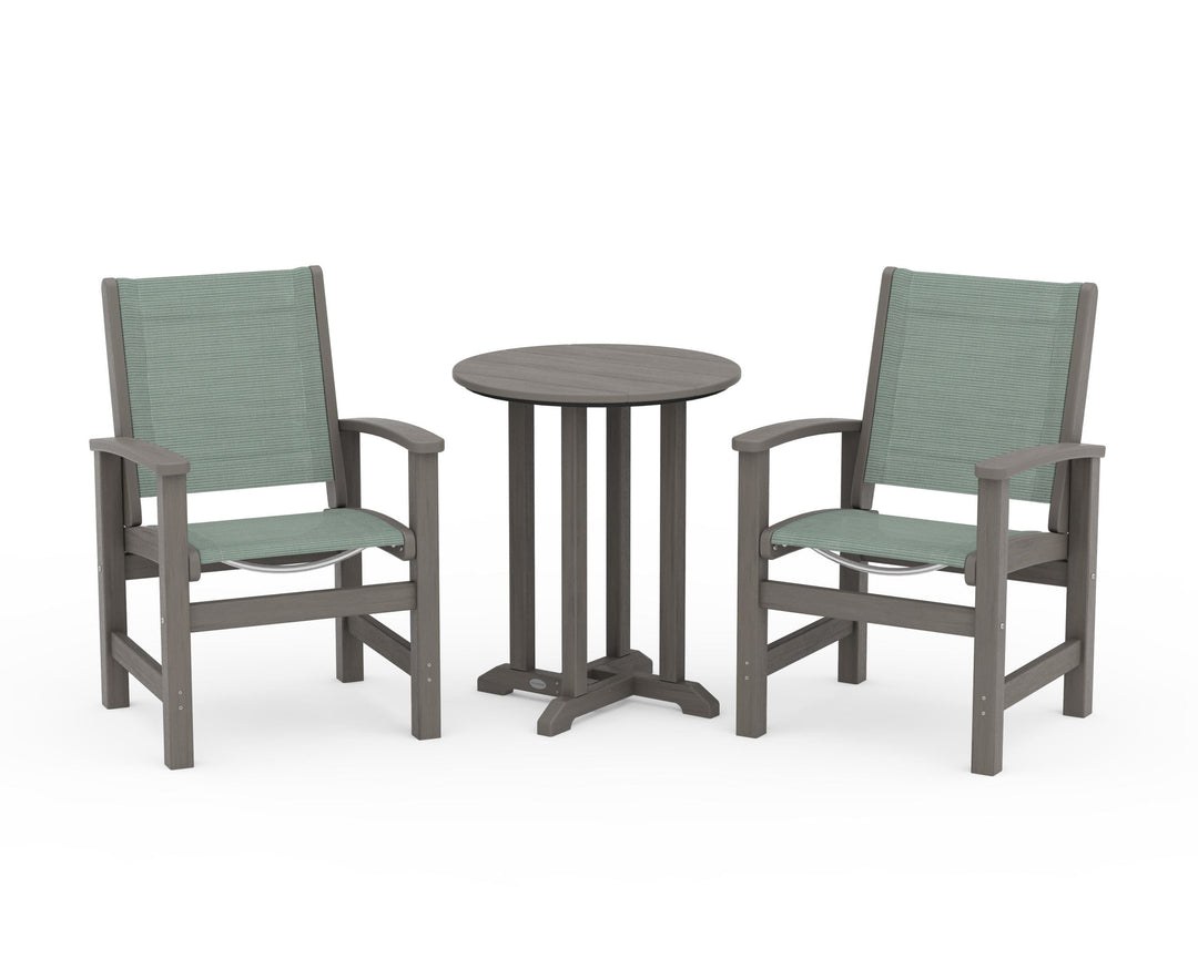 POLYWOOD® Coastal 3-Piece Round Bistro Dining Set