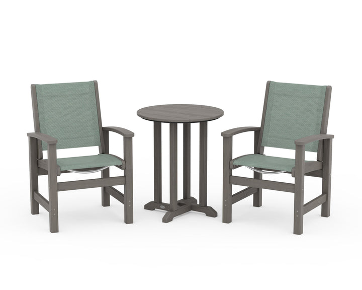POLYWOOD® Coastal 3-Piece Round Bistro Dining Set