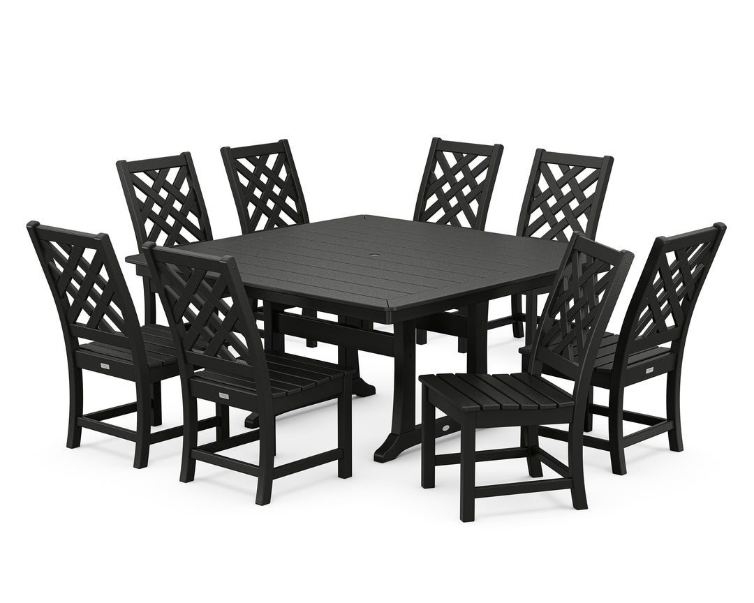Country Living Wovendale Side Chair 9-Piece Square Dining Set with Trestle Legs