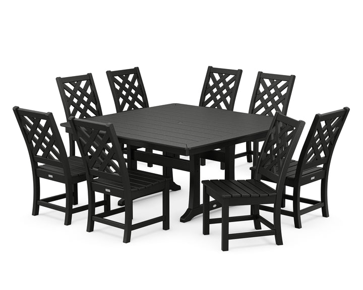 Country Living Wovendale Side Chair 9-Piece Square Dining Set with Trestle Legs