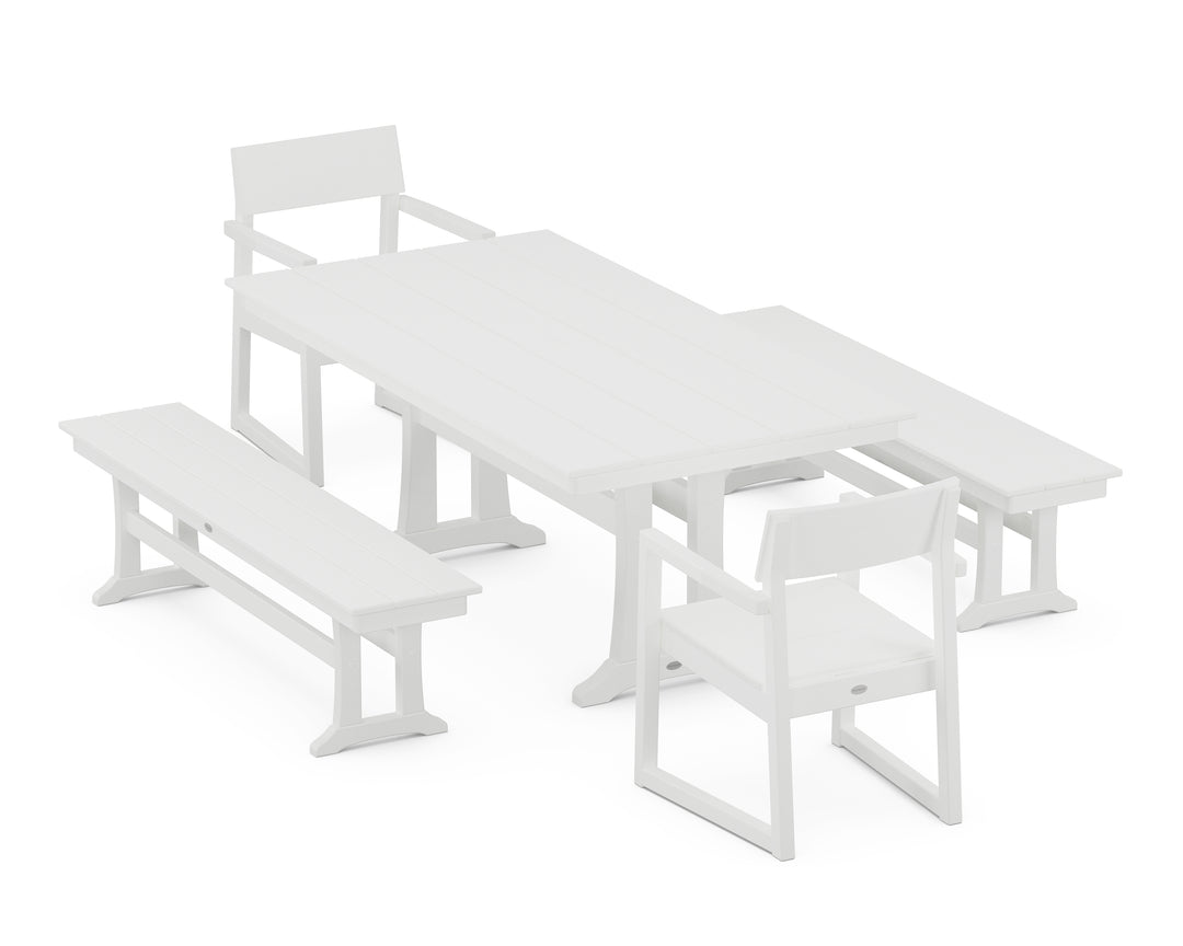 POLYWOOD® EDGE 5-Piece Farmhouse Dining Set With Trestle Legs