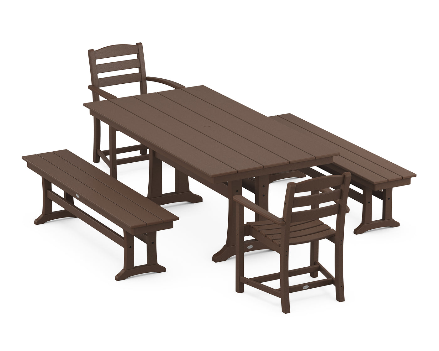 La Casa Cafe 5-Piece Farmhouse Dining Set With Trestle Legs