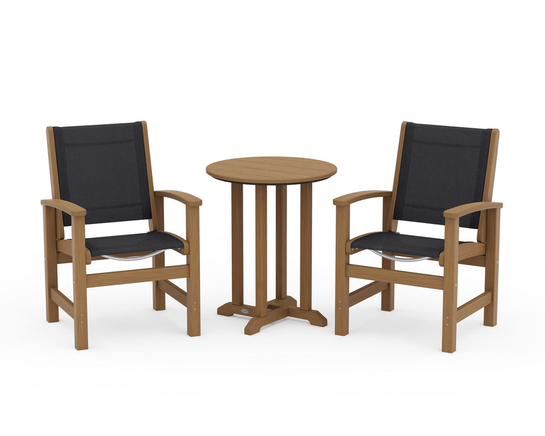 POLYWOOD® Coastal 3-Piece Round Bistro Dining Set