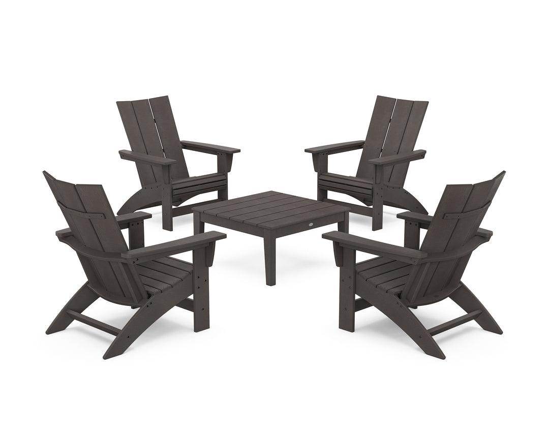 POLYWOOD® 5-Piece Modern Grand Adirondack Chair Conversation Group