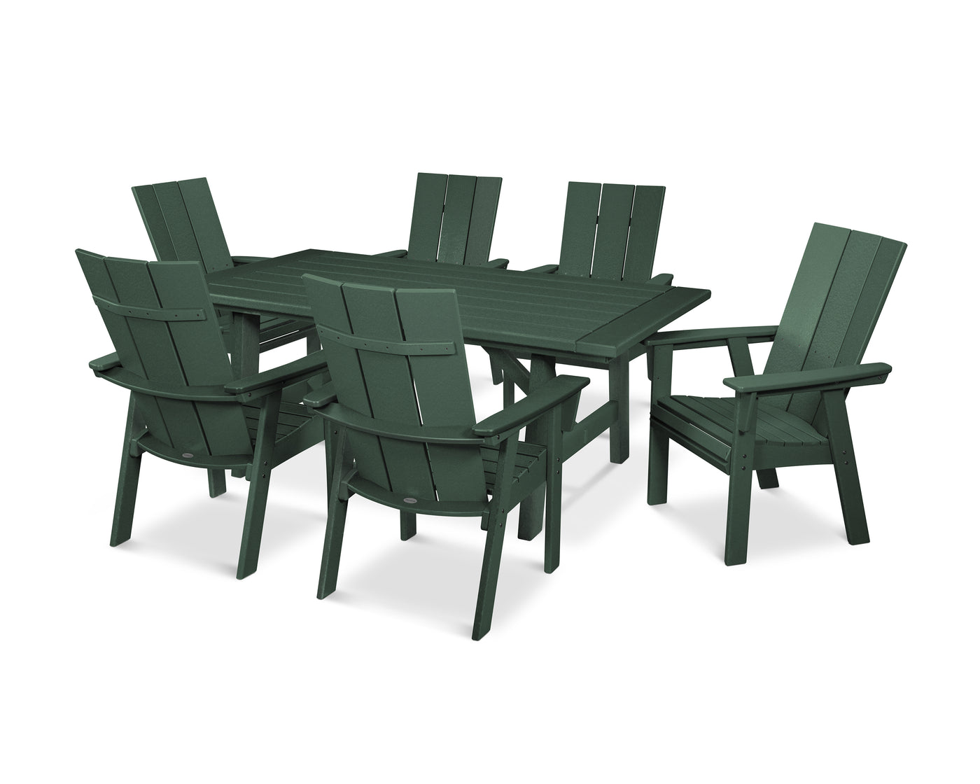 Modern Curveback Adirondack 7-Piece Rustic Farmhouse Dining Set