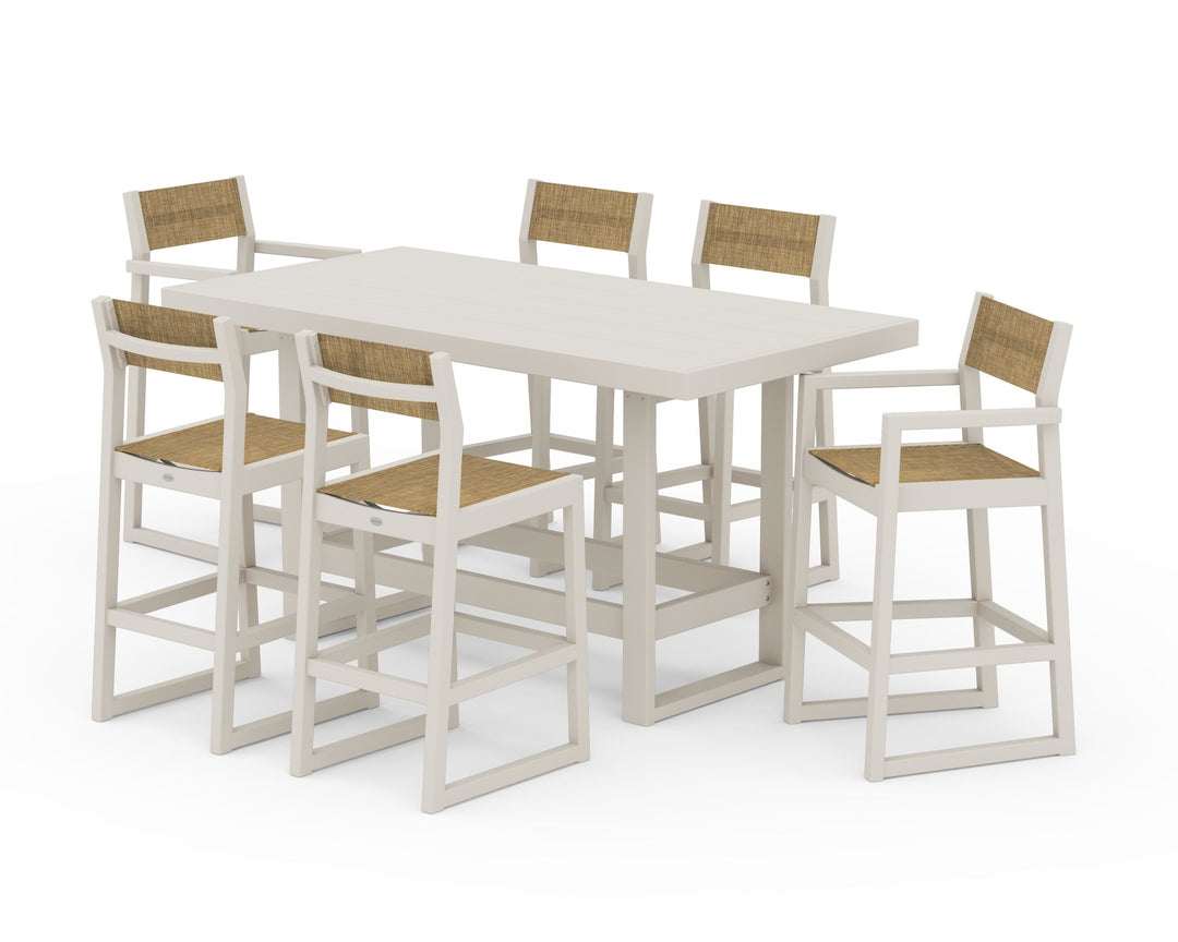POLYWOOD® EDGE Sling 7-Piece Bar Table Set