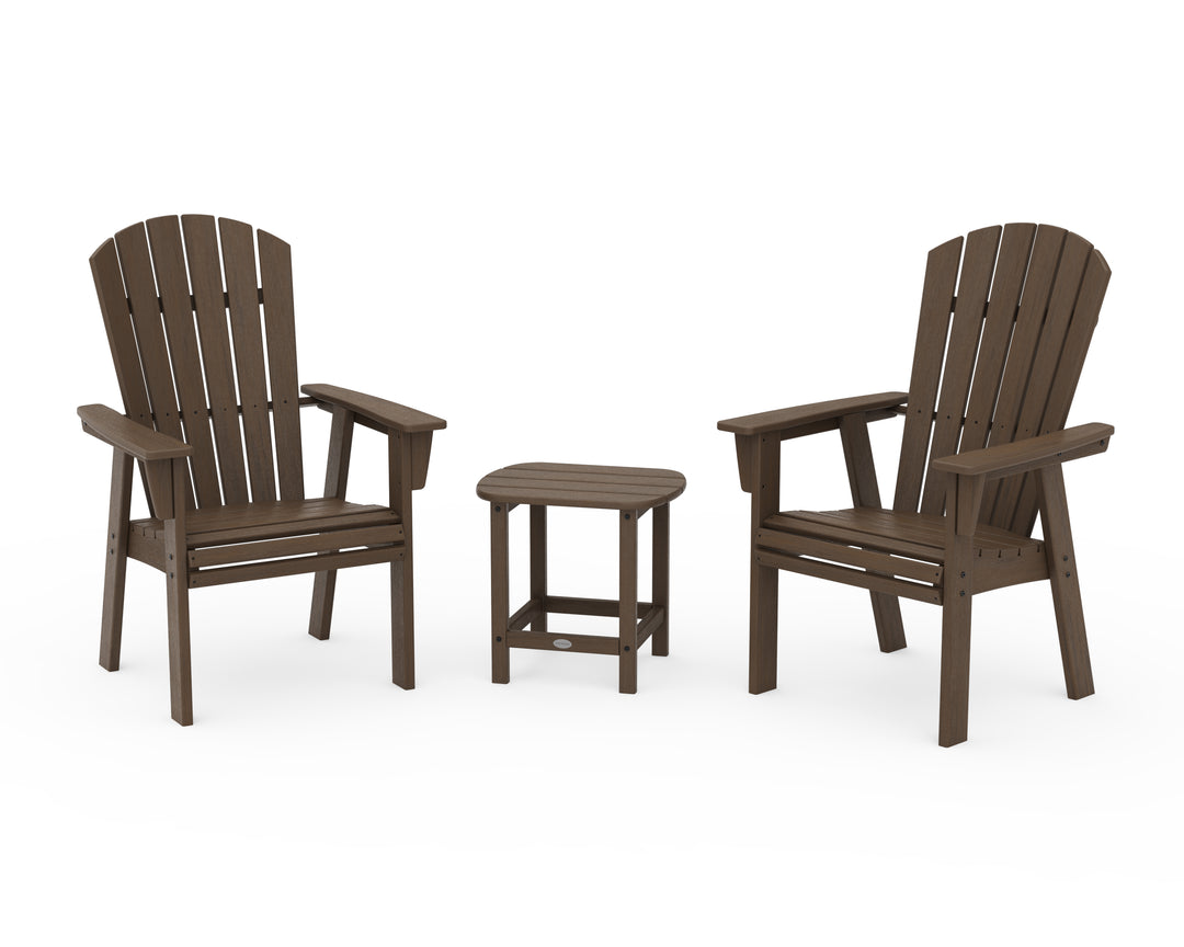 POLYWOOD® Nautical 3-Piece Curveback Upright Adirondack Chair Set