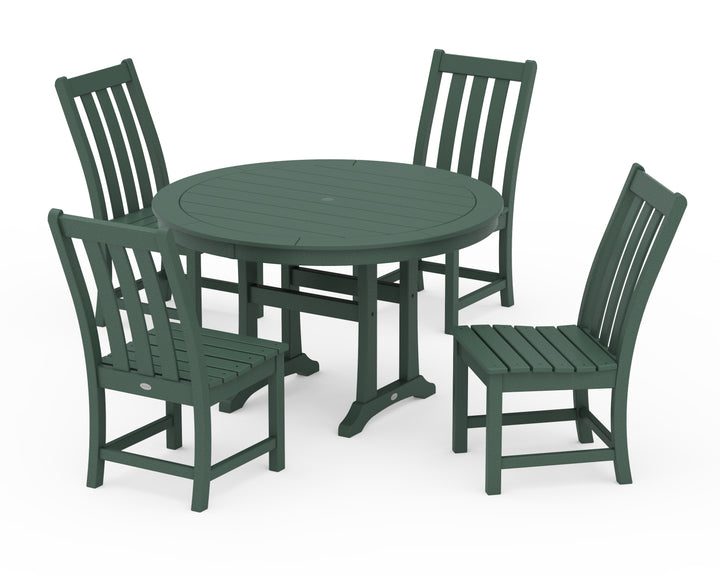 POLYWOOD® Vineyard Side Chair 5-Piece Round Dining Set With Trestle Legs