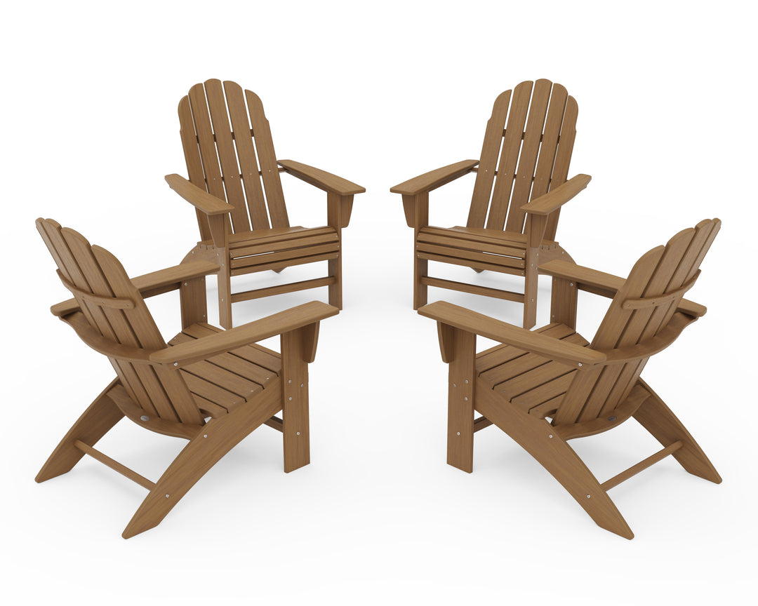 POLYWOOD® 4-Piece Vineyard Curveback Adirondack Chair Conversation Set