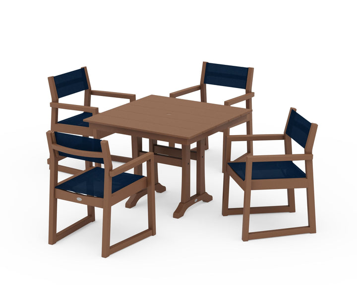 POLYWOOD® EDGE Sling 5-Piece Farmhouse Dining Set with Trestle Legs