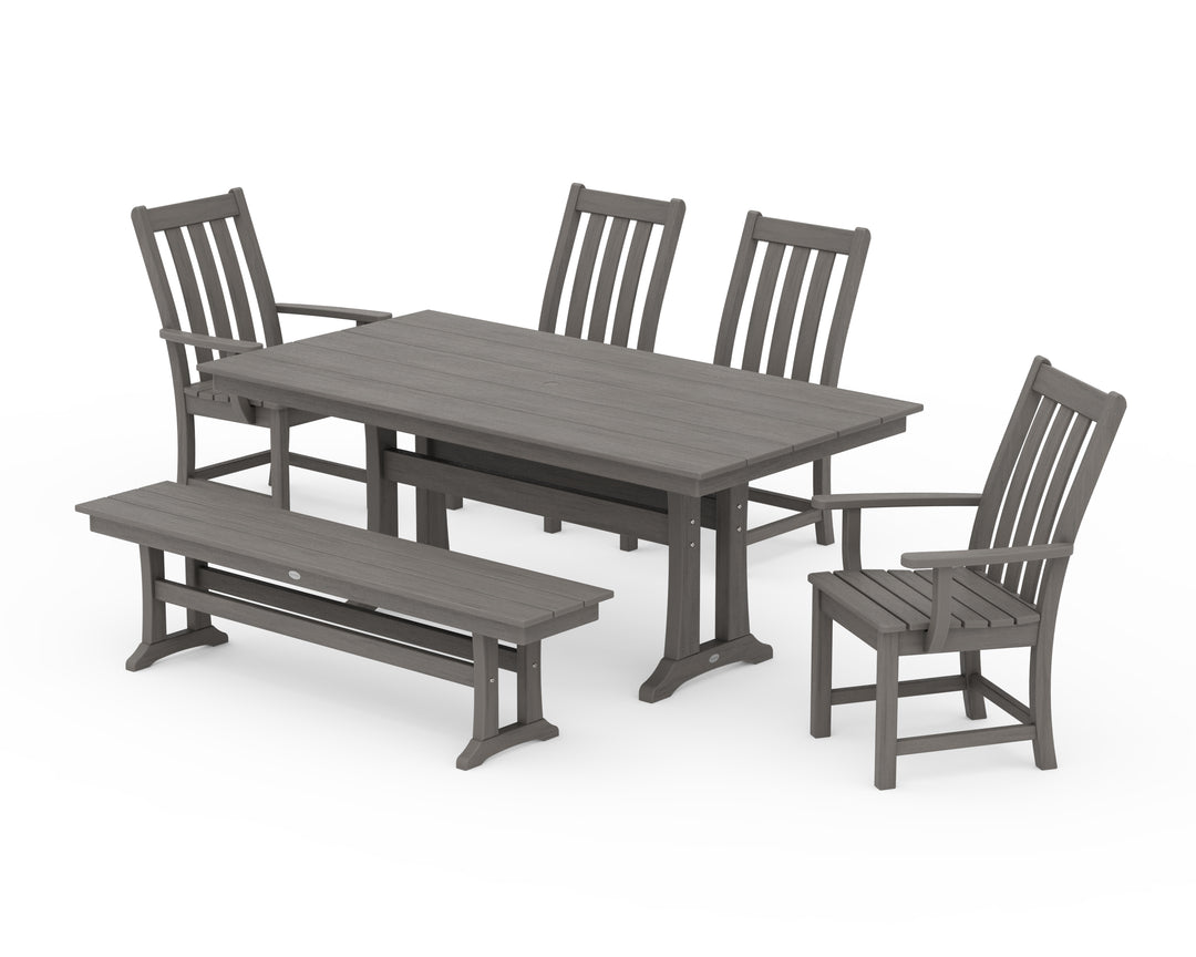 POLYWOOD® Vineyard 6-Piece Farmhouse Dining Set With Trestle Legs