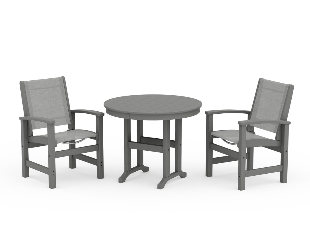 POLYWOOD® Coastal 3-Piece Round Dining Set
