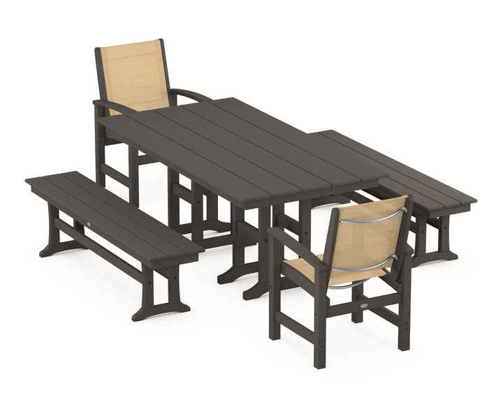 POLYWOOD® Coastal 5-Piece Farmhouse Dining Set