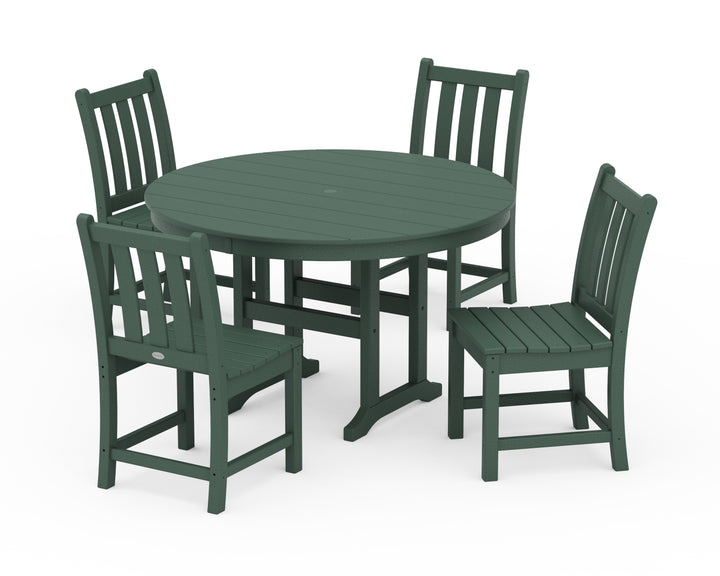 POLYWOOD® Traditional Garden Side Chair 5-Piece Round Farmhouse Dining Set