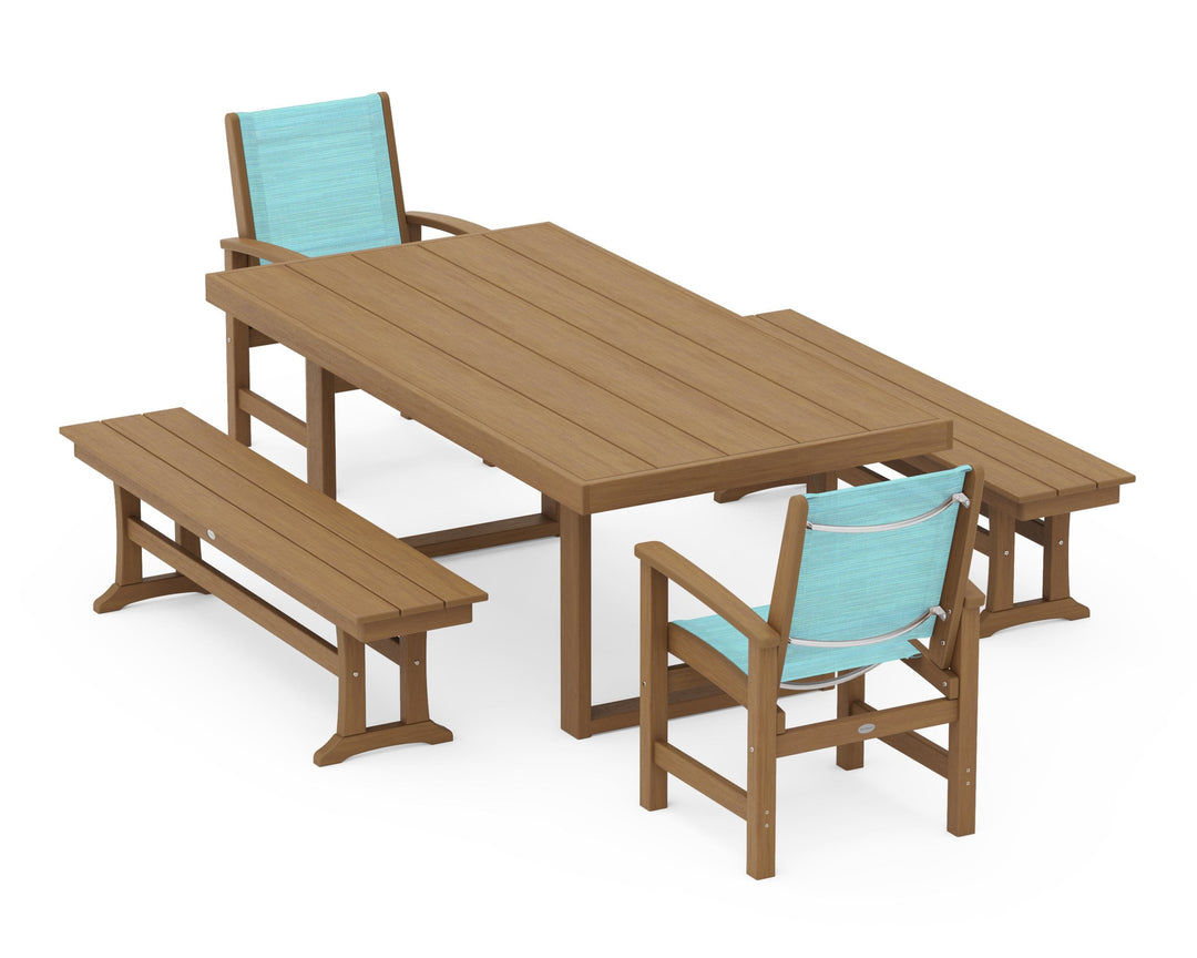 POLYWOOD® Coastal 5-Piece Dining Set with Trestle Legs