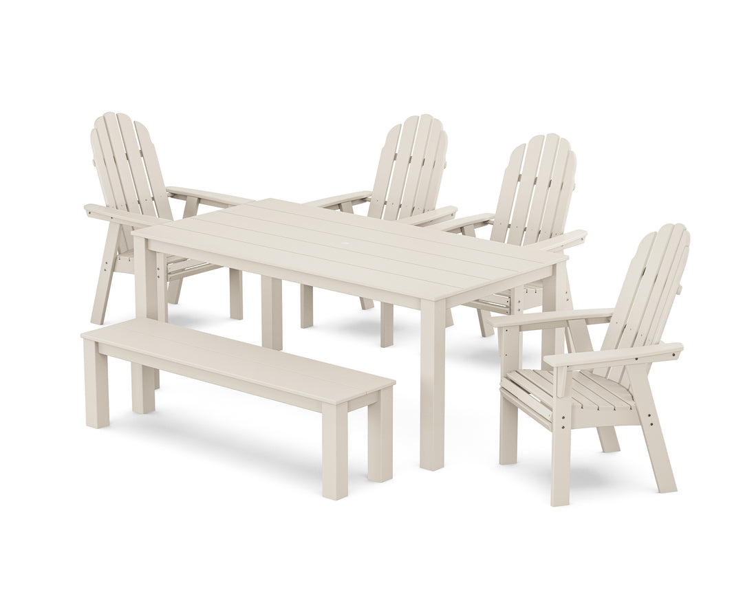 POLYWOOD® Vineyard Curveback Adirondack 6-Piece Parsons Dining Set with Bench