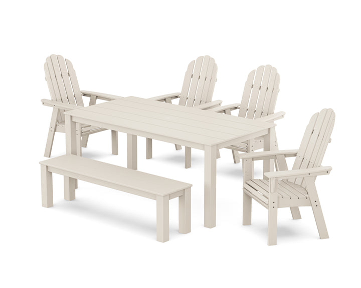 POLYWOOD® Vineyard Curveback Adirondack 6-Piece Parsons Dining Set with Bench