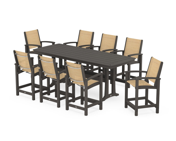 POLYWOOD® Coastal 9-Piece Counter Set with Trestle Legs