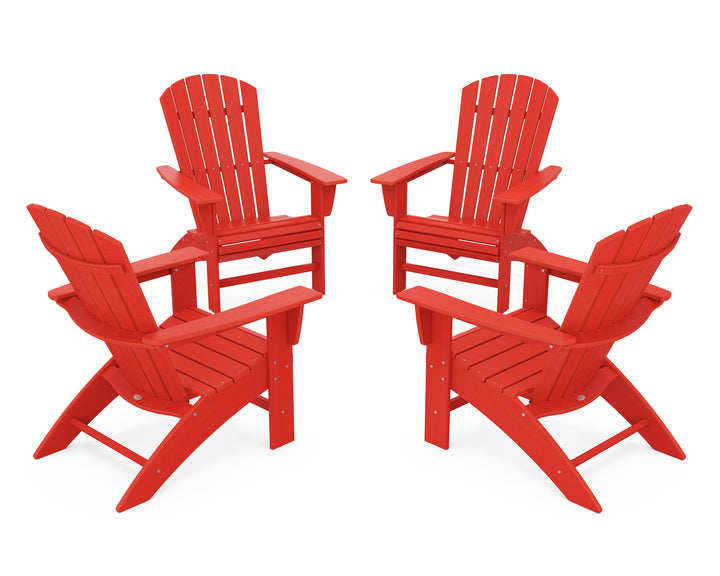 POLYWOOD® 4-Piece Nautical Curveback Adirondack Chair Conversation Set