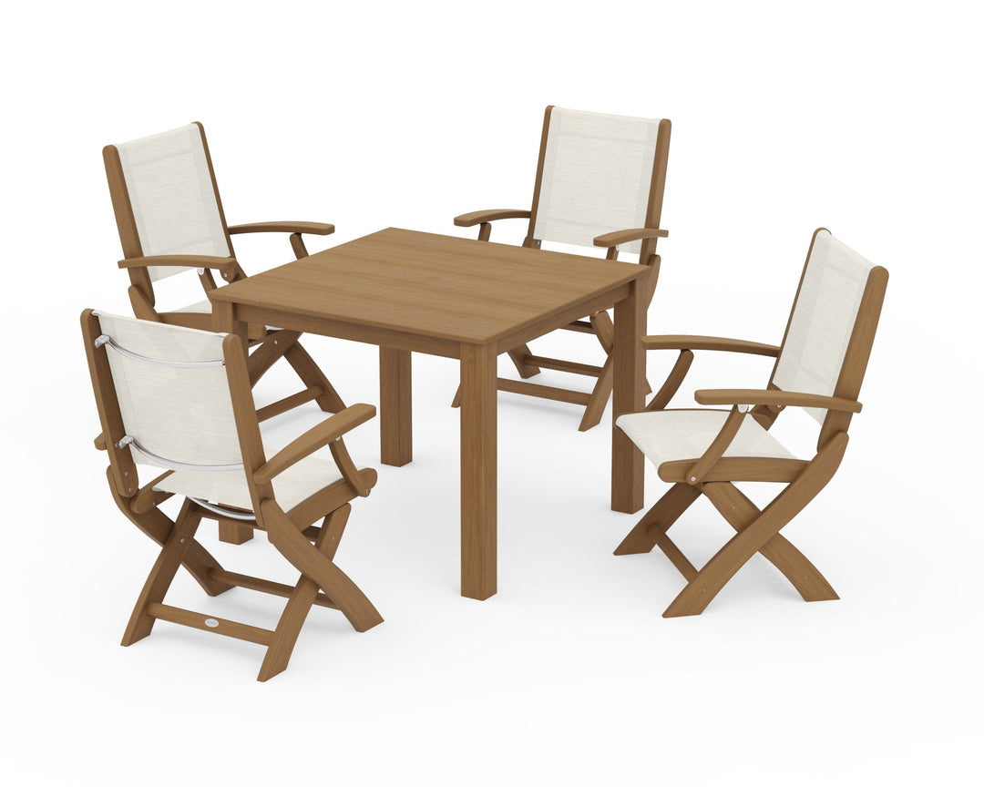 POLYWOOD® Coastal Folding Chair 5-Piece Parsons Dining Set
