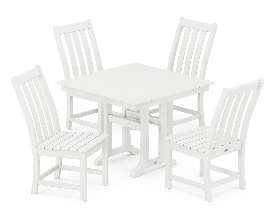 POLYWOOD® Vineyard 5-Piece Farmhouse Trestle Side Chair Dining Set