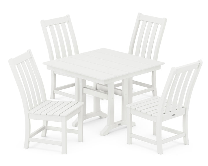 POLYWOOD® Vineyard 5-Piece Farmhouse Trestle Side Chair Dining Set