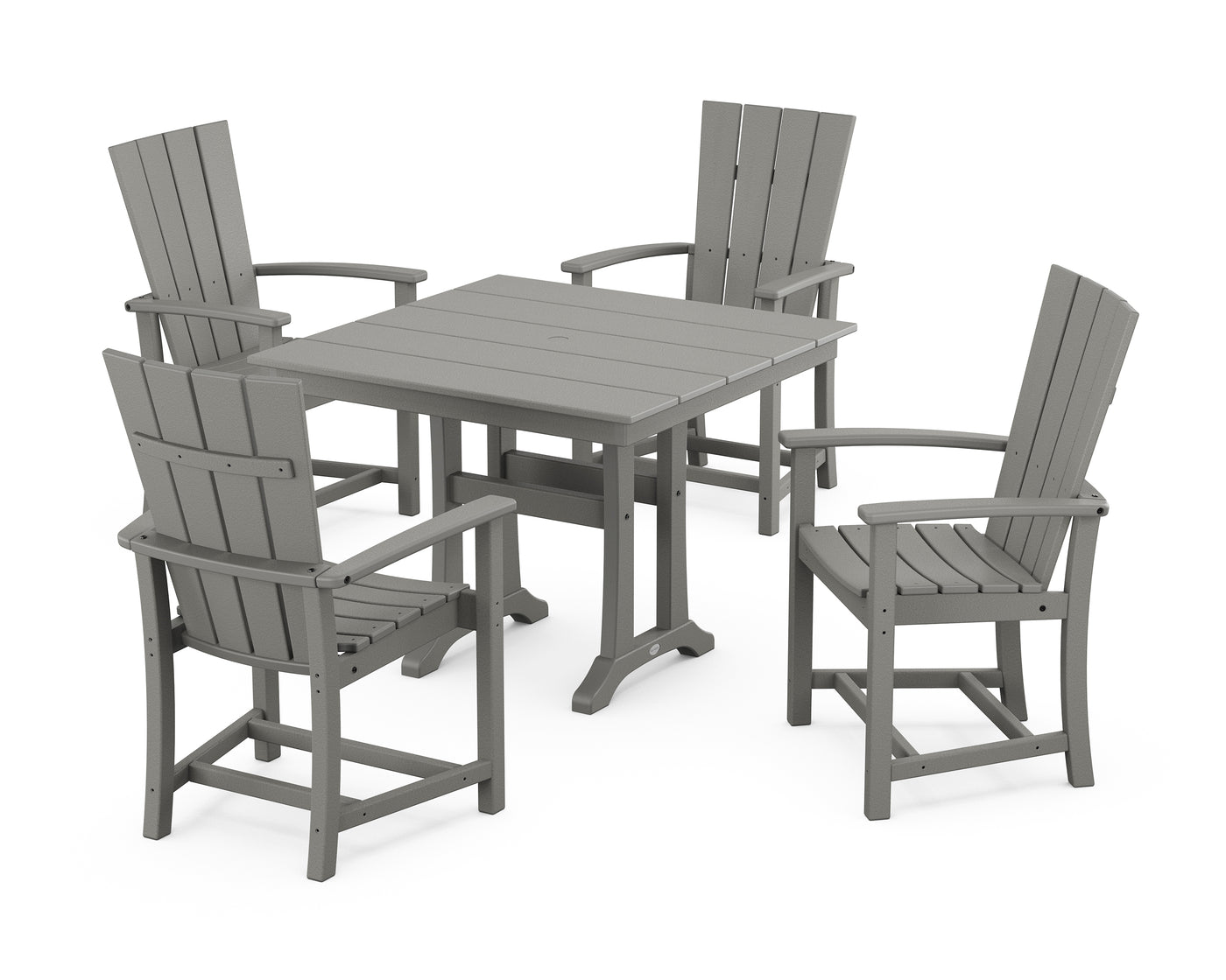 Quattro 5-Piece Farmhouse Dining Set With Trestle Legs