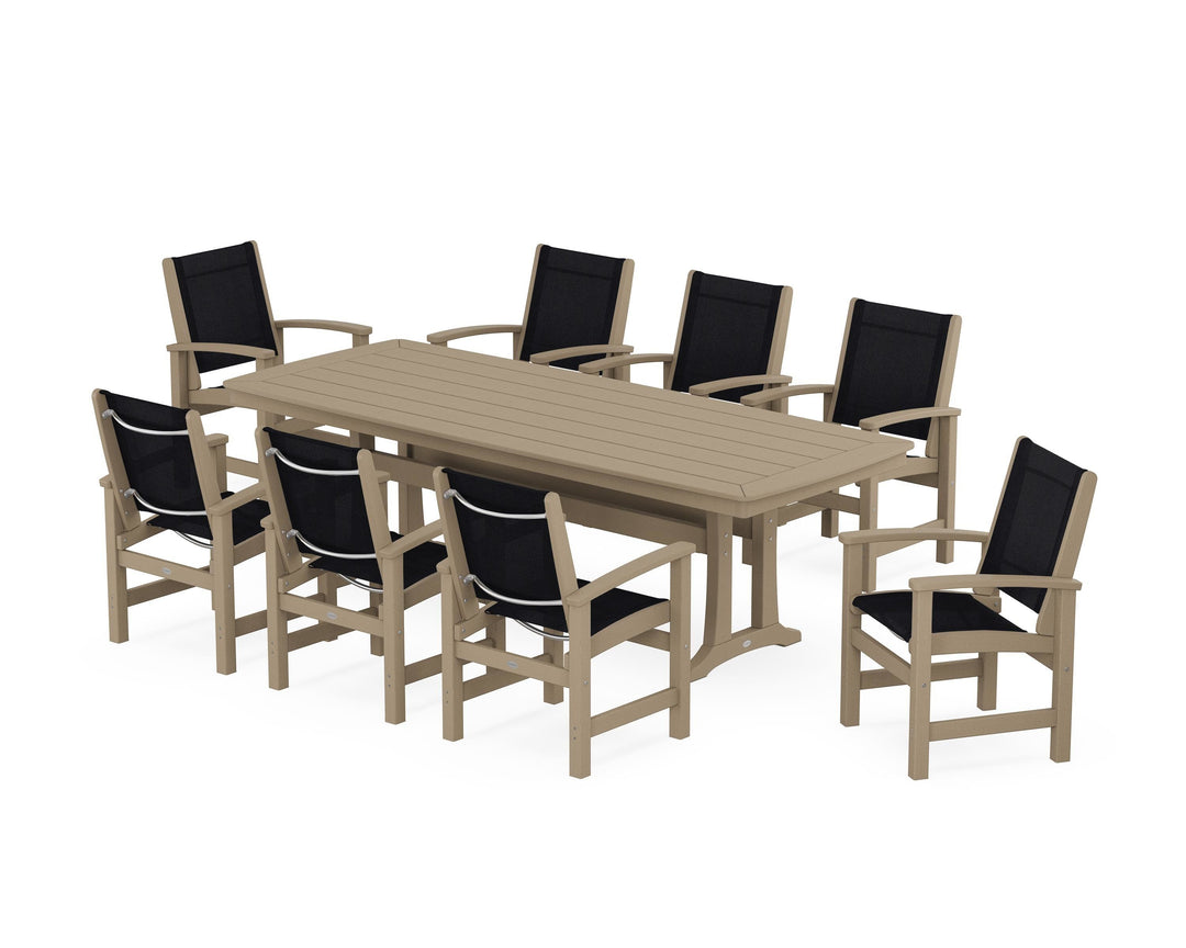 POLYWOOD® Coastal 9-Piece Dining Set with Trestle Legs