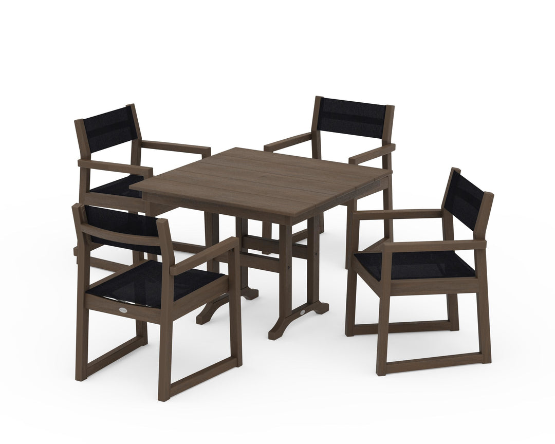 POLYWOOD® EDGE Sling Arm Chair 5-Piece Farmhouse Dining Set