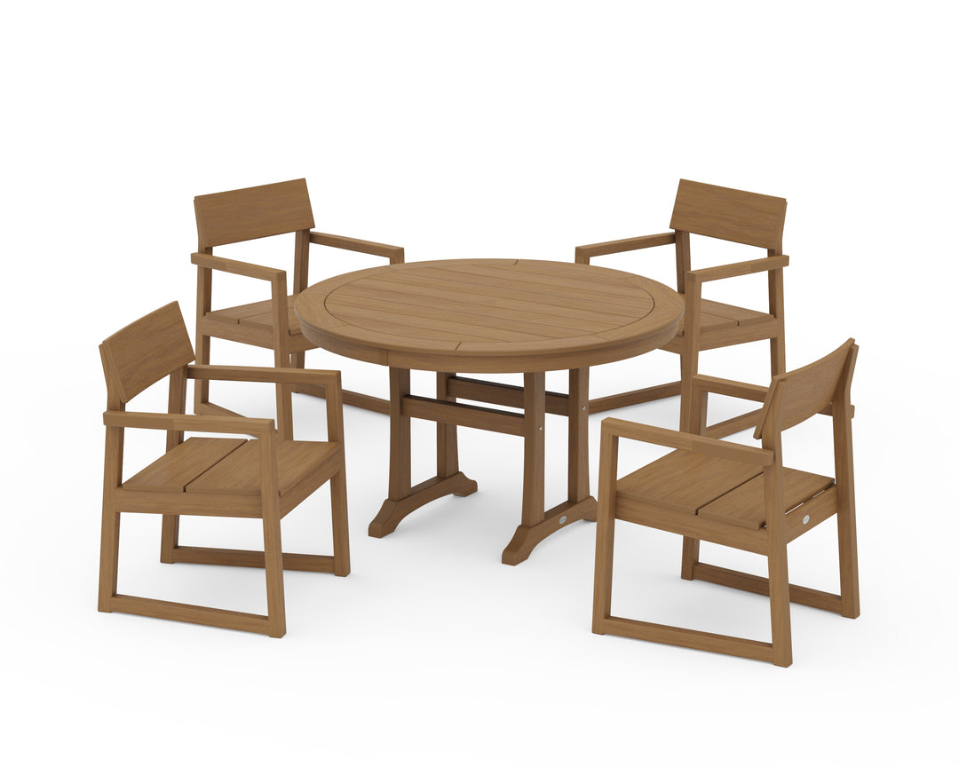 POLYWOOD® EDGE 5-Piece Round Dining Set with Trestle Legs